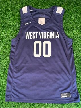 Nike WV West Virginia Overtime Basketball Sample Jersey Mens Large Navy Blue